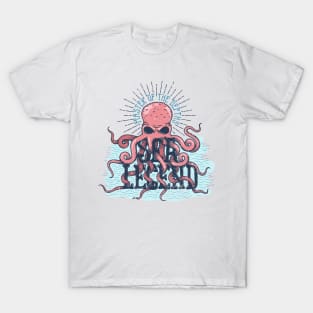 Sea legend octopus master of the depths lettering. T-Shirt